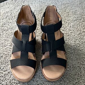 Black Gladiator Sandals with Wide Crisscross Straps